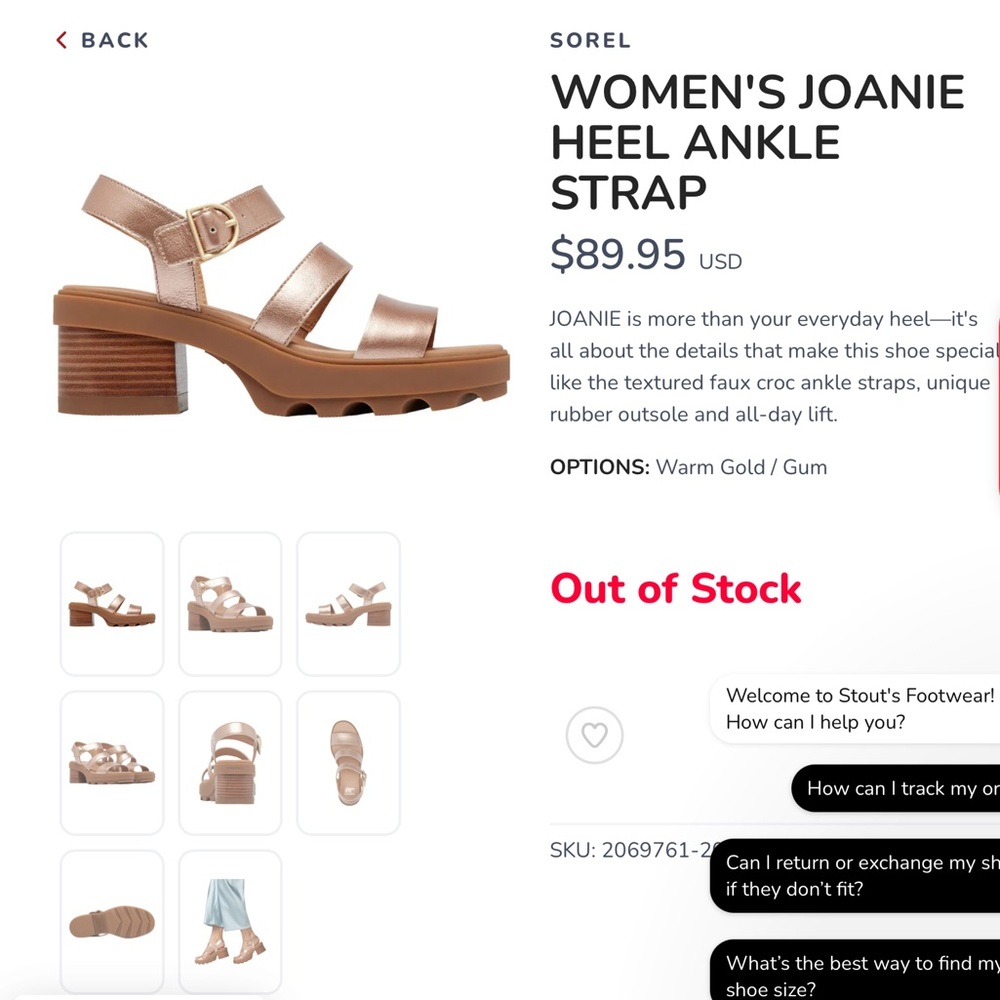 Sorel Rose Gold Metallic Chunky Heel Sandals - Picture 12 of 12